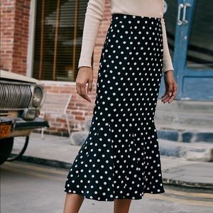 Shein Polka Dot Ruffle Hem Mermaid Skirt
